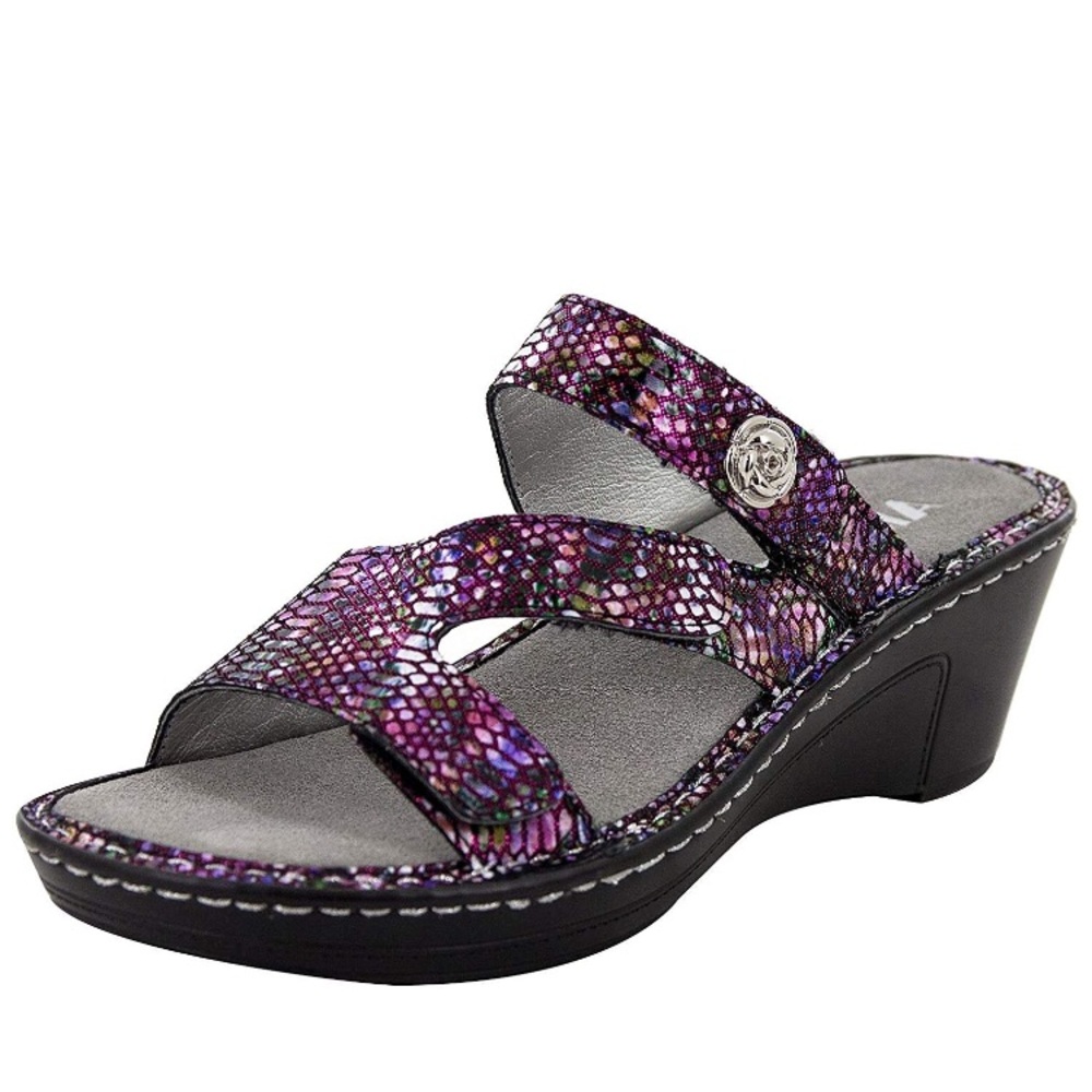 Alegria Loti Wedge Sandal. NWOB. Sz 5 pink/purple